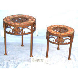 Mosaic Flower Stands, 2 pc set (Mosaic jardinières, 2 pc ensemble)