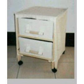 WOODEN CABINET WITH 2 DRAWER & CASTER (CABINET EN BOIS AVEC 2 TIROIR & CASTER)