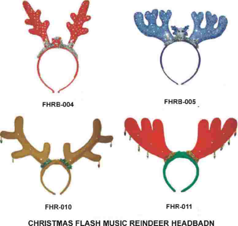 CHRISTMAS FLASH MUSIC REINDEER HEADBAND WITH TINSEL (РОЖДЕСТВО FLASH MUSIC оленя оголовье в мишура)