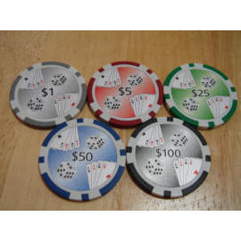 Cards and Dice poker chip (Cartes et dés jeton de poker)