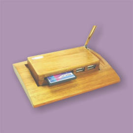 Bamboo Card Reader+ USB hub+Stationery set (Bamboo Card Reader + Hub USB + set de papeterie)