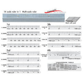 STAINLESS STEEL MULTI-SCALE RULER (INOX MULTI-SCALE RULER)