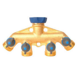 Screw-on Comfort Grip Brass Manifold 4-way Tap (Screw-on Comfort Grip Brass Manifold 4-way Tap)