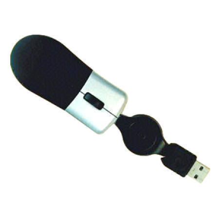 Two-Tone 3D Optical Mouse with Retractable Cable, Ideal for Notebook Computers (Two-Tone 3D Optical Mouse avec câble rétractable, idéal pour les ordinateurs)