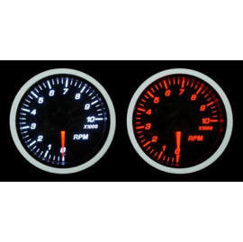 TOSER 60MM WHITE/RED RPM RACING GAUGE (T?SER 60MM WHITE / RED RPM RACING GAUGE)