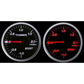 TOSER 60MM WHITE/RED TURBO/BOOST RACING GAUGE (T?SER 60MM WHITE / RED TURBO / BOOST GAUGE RACING)