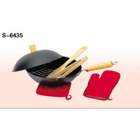 COOKWARE, NON-STICK CARBON STEEL CHINESE WOK SET (Batterie de cuisine, NON-STICK CARBONE acier chinois Wok)