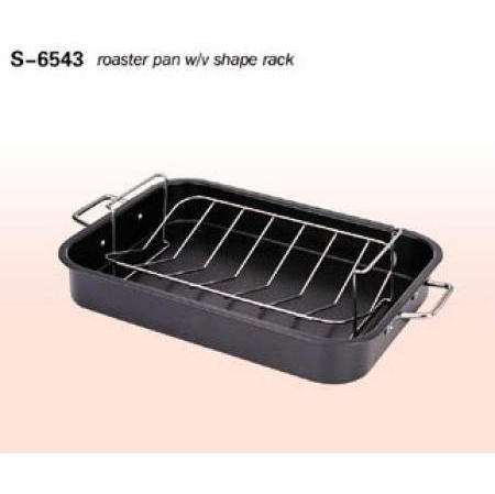 COOKWARE, NON-STICK CARBON STEEL ROASTING PAN WITH V SHAPE RACK (Посуда, антипригарная СТАЛИ ОБЖАРИВАНИЯ сковороду с V Shape RACK)