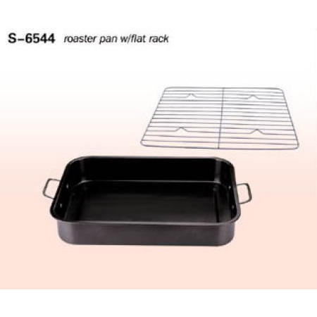 COOKWARE, NON-STICK CARBON STEEL ROASTING PAN WITH FLAT SHAPE RACK (Batterie de cuisine, NON-STICK CARBONE ACIER rôtissoire avec PLATE FORME PORTE)