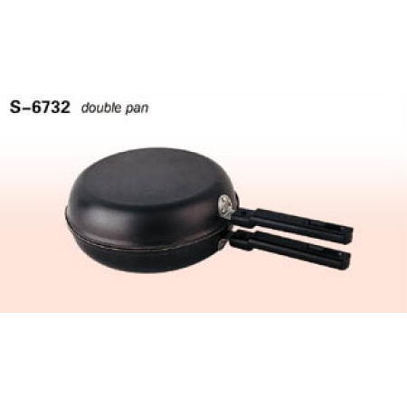 COOKWARE, NON-STICK CARBON STEEL DOUBLE FRY PAN (Batterie de cuisine, NON-STICK ACIER AU CARBONE DOUBLE POÊLE)