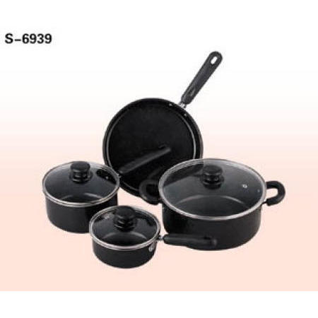 COOKWARE, NON STICK CARBON STEEL COOKWARE SET (Batterie de cuisine, antiadhésif ACIER AU CARBONE Batterie de cuisine)