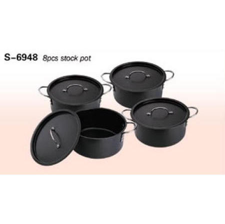 COOKWARE, NON STICK CARBON STEEL 8PCS STOCK POT (Batterie de cuisine, antiadhésif ACIER AU CARBONE 8Pcs Stock Pot)