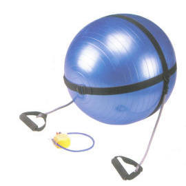 BODY BALL WITH STRAP AND FOOT PUMP GYM BALL (CORPS DE BALLE AVEC COURROIE ET POMPE A PIED GYM BALL)