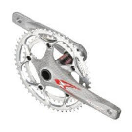 EX-TYPE OBLIGQUE WHITE CARBON MATRIX ALLOY 7075 DOUBLE CRANKSET FOR ROAD & CX. (EX-TYPE OBLIGQUE BLANC carbone à matrice alliage 7075 DOUBLE PEDALIER POUR ROAD)