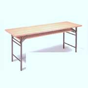 Folding Type Table with Wooden-Striped Vinyl-coated Steel Sheet (Folding Type Table with Wooden-Striped Vinyl-coated Steel Sheet)