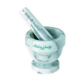 MARBLE MORTAR AND PESTLE (MARBRE MORTIER ET PILON)