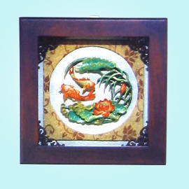*New Wood carving & painting plaque