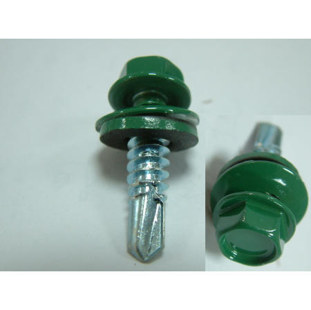 ROOFING SCREW--HWH SELF DRILLING SCREW WITH BONDED WASHER PAINTED (TOITURE SCREW - HWH Vis auto-perçante et collée VAISSELLE PEINT)