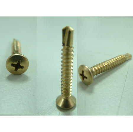 DRILLING SCREWS--PHIL OVAL HEAD SELF DRILLING SCREW BRASS (VIS DE FORAGE - PHIL OVAL HEAD Vis auto-perçante LAITON)