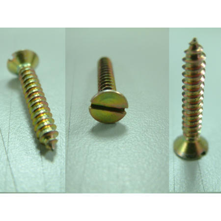 TAPPING SCREWS--SLOTTED RECESS CSK HEAD SELF TAPPING SCREW YELLOW ZINC PLATED (TARAUDAGE vis - SLOTTED RECESS CSK TETE DE VIS AUTOTARAUDEUSES PLAQUÉ ZINC JAUN)