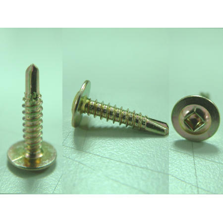 DRILLING SCREW--SQUARE RECESS ROUND WASHER HEAD SELF DRILLING SCREW YELLOW ZINC (DRILLING SCREW - SQUARE RECESS ROUND HEAD-VAISSELLE Vis auto-perçante jaune zin)