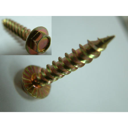 TAPPING SCREW--HWH HEAD SELF TAPPING SCREW WITH UNDERHEAD SERRATION YELLOW ZINC (TAPPING SCREW - HWH TETE AVEC VIS AUTOTARAUDEUSES UNDERHEAD dentelure jaune zinc)