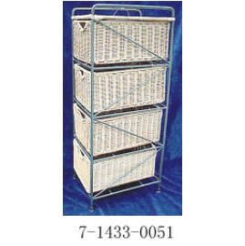 WIRE RACK&RATTAN 4 DRAWERS (WIRE RACK&RATTAN 4 DRAWERS)