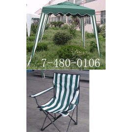 FABRIC GAZEBO WITH 2 MATCHING CHAIRS (TISSU GAZEBO EN CORRESPONDANCE AVEC 2 CHAISES)