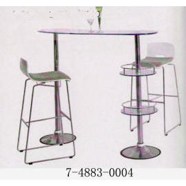 GLASS BAR TABLE WITH 2 TIER BOTTLE/GLASS SHELF (Glass Bar TABLE AVEC 2 bouteille TIER / VERRE ETAGERE)