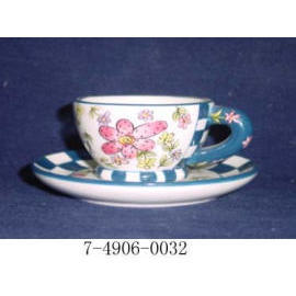 CUP AND SAUCER SET STONEWARE (TASSE ET SOUCOUPE SET GRES)