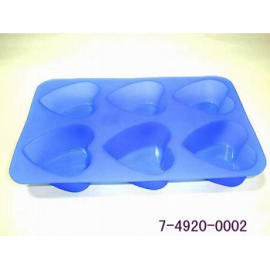 SILICONE BAKEWARE 6 HEART SHAPE CAKE PAN 170G (SILICONE BAKEWARE 6 HEART SHAPE CAKE PAN 170G)