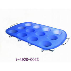 SILICONE BAKEWARE - 12 CUP MUFFIN PAN WITH RACK 450G