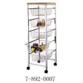 5-WIRE BASKET WITH 1-WOOD SHELF (5-WIRE BASKET AVEC LE 1-BOIS ETAGERE)