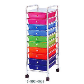 10-PLASTIC DRAWER TROLLEY WITH 1-METAL SHELF (10-PLASTIC TIROIR AVEC CHARIOT 1-Tablette)