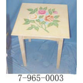 WOOD SIDE TABLE WITH FLORAL MOTIF (WOOD SIDE TABLE WITH FLORAL MOTIF)