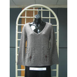 Ladies` Long Sleeve 7G Knitting Pullover Sweater