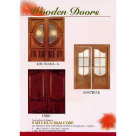 Wooden door with glasses (Wooden door with glasses)