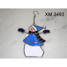 STAINED GLASS / SNOWMAN ORNAMENT