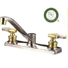 8`` KITCHEN FAUCET, BRASS PLATED CLEAR LEVER HANDLE WASHERLESS WITH OR WITHOUT S (8``Robinet de cuisine, BRASS CLEAR PLAQUE POIGNEE DE LEVIER Washerless AVEC OU S)