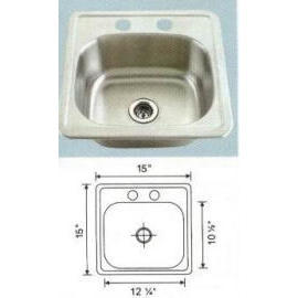 Stainless steel sink Overall Size: 15x15``, Big bowl: 12-1/4x10-1/2x5-1/2`` (Évier en acier inoxydable Dimensions hors tout: 15x15``, grand bol: 12-1/4x10-1)