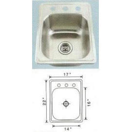 Stainless steel sink Overall Size: 17x22``, Big bowl: 16x14x6-7/8``