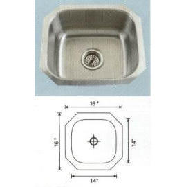 Stainless steel sink Overall Size: 16x16``, Big bowl: 14x14x8`` (Évier en acier inoxydable Dimensions hors tout: 16x16``, grand bol: 14x14x8``)