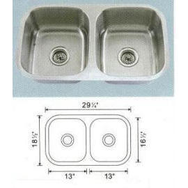 Stainless steel sink Overall Size: 29-1/4x18-1/2``, Big bowl: 13x16-1/2x8``