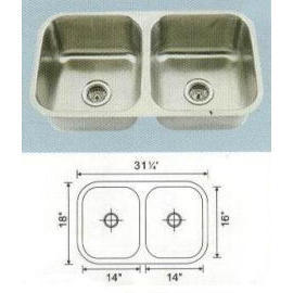 Stainless steel sink Overall Size: 31-1/8x17-3/8``, Big bowl: 13-3/4x15-3/4x8-1/ (Évier en acier inoxydable Dimensions hors tout: 31-1/8x17-3/8``, grand bol: 13-)