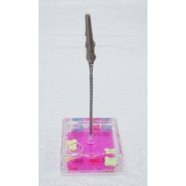 Acrylic liquid filled memo clip holder w/Alligator clip (Acrylic liquid filled memo clip holder w/Alligator clip)