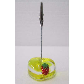 Acrylic liquid filled memo clip holder w/Alligator clip