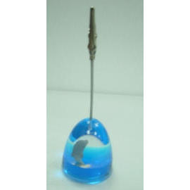 Acrylic liquid filled memo clip holder w/Alligator clip
