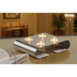 Stainless Steel Candle Holder with 4 candles (Bougeoir en acier inoxydable avec 4 bougies)