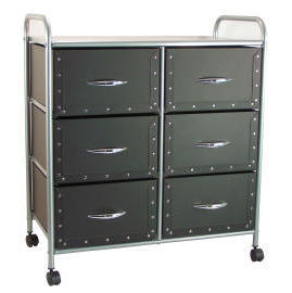 3 tiers storage trolley/rack with 6 cardboard drawers