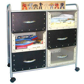 3-tier storage trolley/rack with 6 Cardboard drawers (3-tier Aufbewahrungswagen / Rack Karton mit 6 Schubladen)